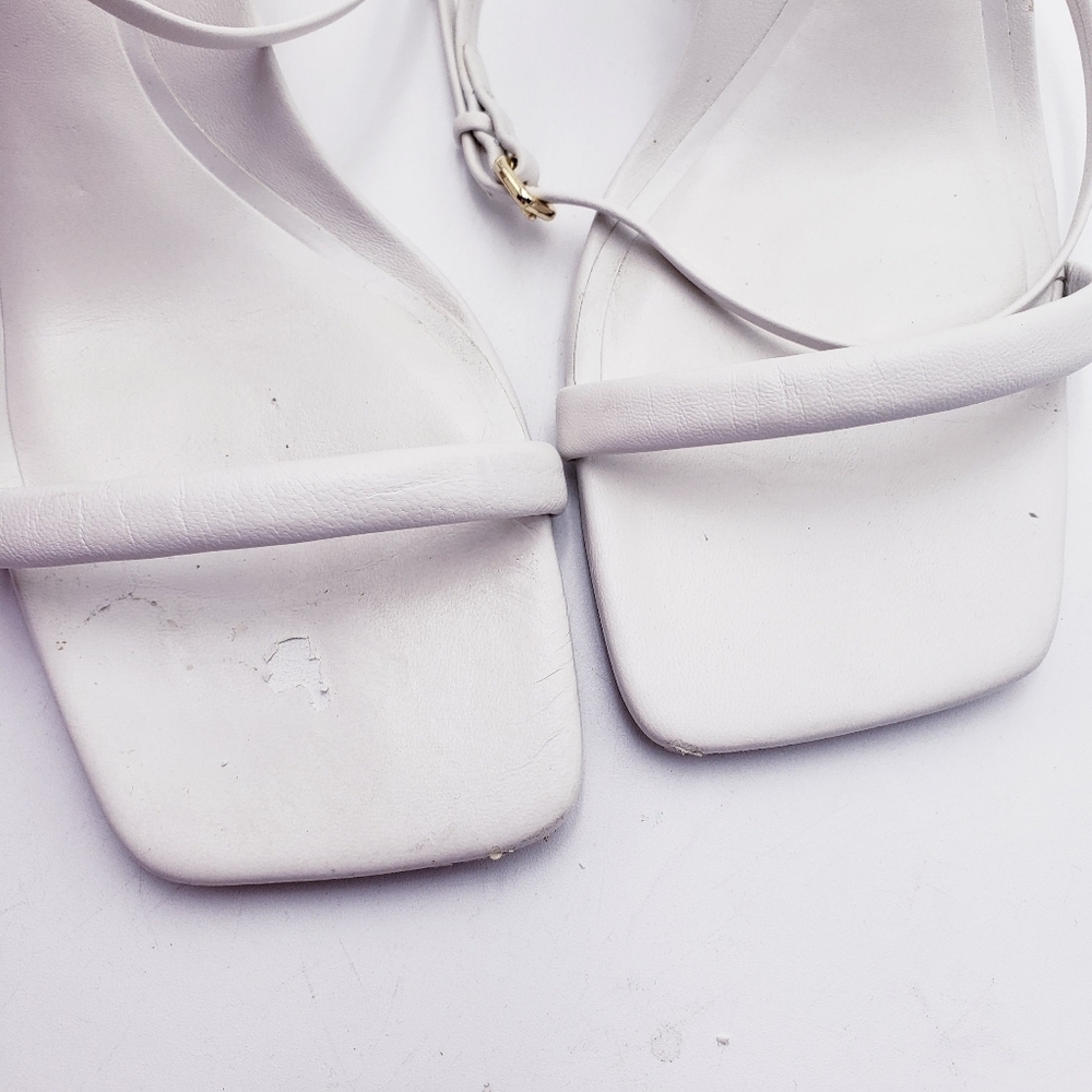 Zara White Square Toe Heeled Sandals Ankle Strap 2" Heel Size EU 36 - Picture 9 of 12